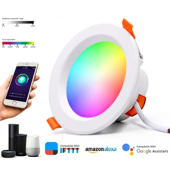 LED RGBCW Downlight Barvno Zatemnitev, 5W/7W/9W 2.4-4 palčni Sobi Luč Grafiti Bluetooth Smart WIFI Alexa/APP Glasovni Nadzor
