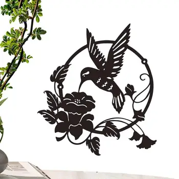 Metal Wall Art Steno Silhueto Art Dekor Z Ptica Design, Okrogle Kovinske Stene Silhueto Za Moderno Zunanjo Dekoracijo Za Dom