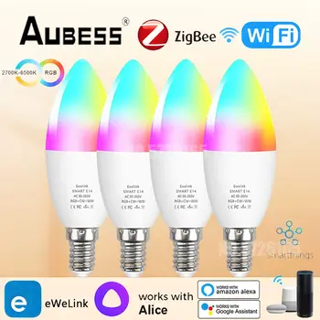 Smart Žarnice WiFi/Zigbee E14 Zatemniti Sveče Žarnice RGB+CW+WW 5W EWelink APLIKACIJO Glasovni Nadzor Deluje Z Alexa googlova Domača stran Alice