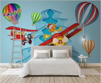 foto ozadje 3d na zidu po meri, zidana Risanka letenja z balonom otroška soba dekor Tapete za stene, v zvitkih