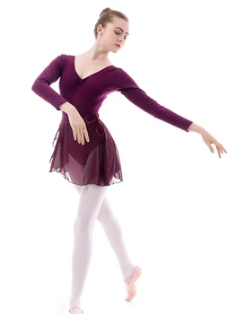 Balet Ples Šifon Krilo Čiste Barve Cvjetnim Tiskanja Praksi Leotard Balet Ples Obleka Ženska, Otrok debelo