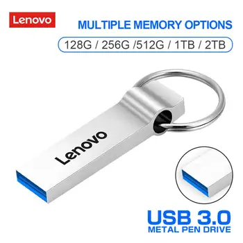 Lenovo 2TB Kovinsko Pero Disk 128GB USB Flash Disk 1TB 512GB 256GB Prenosni USB Pomnilnik 128GB Visoke Hitrosti Pendrive z darilom verige