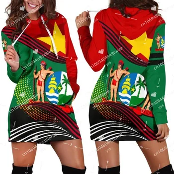 2023 Surinam 3D Tiskanih Ženske Hoodie Obleko Ženski Žep Kapičastih Pulover Obleke Pomlad Jesen Enega Kosa Priložnostne Ulične