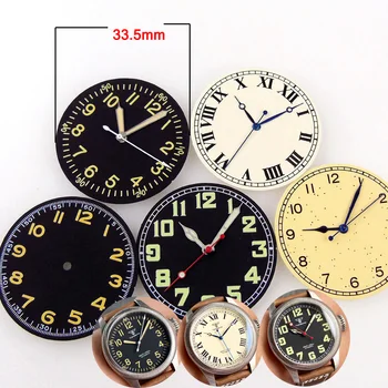 Kot 33.5 mm Nologo Vintage Watch Izbiranje za NH35 NH36 NH37 NH38 NH39 ETA2824 PT5000 MIYOTA GD MINGZHU 2813 Potapljač ročno uro Ročno Nastaviti