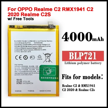 BLP721 Nadomestna Baterija za Realme C2 RMX1941 C2 2020 Realme C2S 4000 MAh Mobilnega Telefona Baterije + Orodja