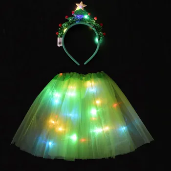 Dekle LED Svetila svetijo Tutu Krilo Stranke Drevo Glavo Darilo za Rojstni dan Kostume Dekoracijo Festival Novo Leto, Božič Pokrivala