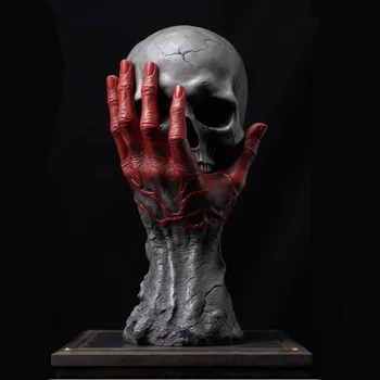 Gothic Roke, ki počiva na lobanjo Smolo Figur Ornament Luda Strani Boga Obrti Kiparstvo za Halloween Dekoracijo Doma