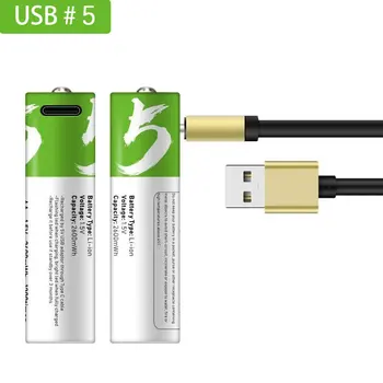 100% resnična zmogljivosti USB AA Polnilne Baterije 1,5 V 2600 mWh Li-ionska Baterija za Daljinski Nadzor Miške, Električne Igrače