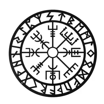Slog Železa Viking Dekor Norse Mitologija Simboli Steni Visi Ustvarjalno Dekoracijo Kovinskih Okrogla Stenska Polica Dekor