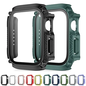 Pokrov+Steklo Za Apple Watch Primeru 7 8 9 45mm 41mm 44 mm 40 mm Odbijača Kaljeno Nepremočljiva Screen Protector Lupini iwatch Serie 6 MP 4