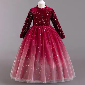 Dekle Oblačila Za 3-8 Y Rojstni Rdeče Princesa Obleko Elegantno Vzročno Bleščica Otroci Novo Leto Kostum Vestido