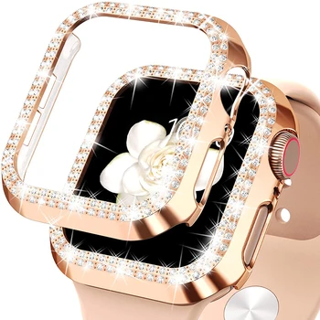 Diamond Bling Cover za Apple Watch Primeru 41mm 40 mm 45 mm 44 Zaščitnik Odbijača iWatch Serije 8 7 6 5 4 SE Dodatki Ne steklo