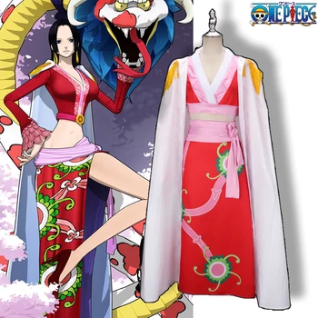 Cosplay Boa Hancock Kostum Seksi Imperij Rdeče Kimono Anime Obleko Oblačila Halloween Kostumi Za Ženske Osebe
