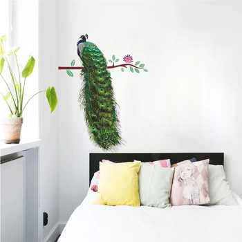 Žive Lepe Pav Wall Art Nalepke Za Office Doma Shop Dekoracijo Diy Ptic, Živali Zidana Umetnosti PVC Nalepko Plakat