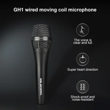 TAKSTAR GH1 Žično Dinamični Mikrofon Super Cardioid Mikrofon Težka Vokalni Ročni Mikrofon s Sponko in amp za Živo
