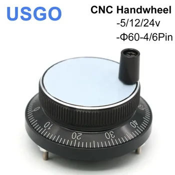 USGO Black CNC Pulser kolo za Ročni pogon 5/12/24V 4/6pin Impulz 100 Priročnik Pulse Generator Tangan Roda Mesin CNC 60 Mm Rotacijski Kodirnik