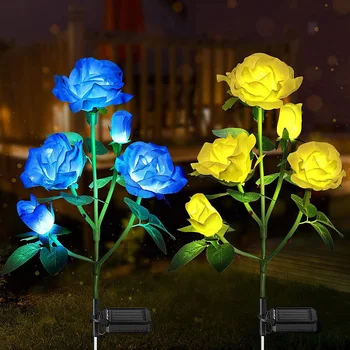 5 Glavo LED Sončne Simulacije Rose Cvet Sončne Svetlobe LED, Vrt, Dvorišče Travnik Noč Lučka Krajine Vrt Dom Dekoracija, Cvetje