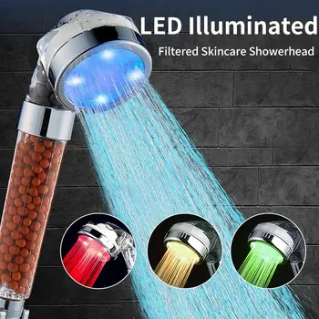 LED Osvetljeni Tuš Glavo Showerhead Spodbujanje pod tlakom z Visoko Tlačni Filter Kopalnica bojler Gospodinjski Kopanje