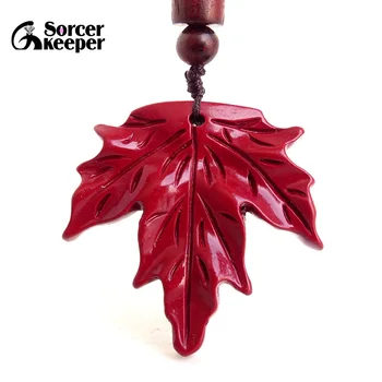 Klasični Kitajski Slog Naravno Rdeča Organskih Cinnabar Maple leaf Ogrlico, Obesek, Srečo, Amulet Nakit Dodatki BM500