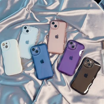 Pregledna Barva Primeru Telefon Za iPhone 14 11 13 12 Pro Max X XR XS Max 7 8 14Plus Vijugasto Vzorec Zračne Blazine Mehko TPU Pokrov