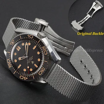 Luksuzni Watchband za Omega Seamaster 007 300 Potapljanje Milan Očesa Trak Original Zložljiva Sponke Trdnega Nerjavečega Jekla Zapestnico 20 mm