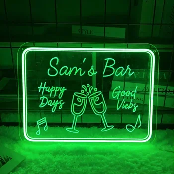 12 Barv po Meri Sam ' s Bar Neon Engrave Znak Osebne Led Luči Palice Stensko Dekoracijo Halloween Božično Darilo Prijatelju