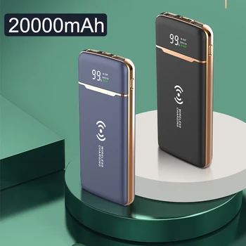 Brezžični Moči Banke Prenosni Polnilec Zunanji Baterijski Paket 20000mAh Powerbank Vgrajen Kabel za iPhone 14 13 Samsung S22 Xiaomi