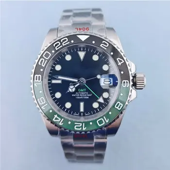 NH34 gibanje GMT watch 40 mm ohišje iz nerjavečega jekla 316L safirno steklo vodotesno ohišje C3 zelena svetleča izbiranje watch deli