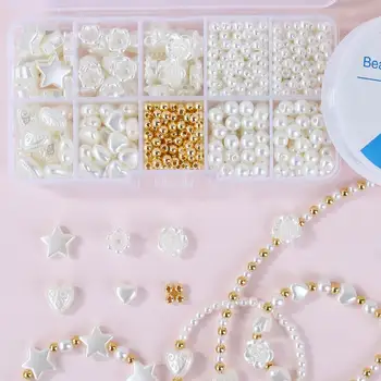 1 škatla, plastična srce star cvet biserne kroglice za braceletjewelry kar DIY Kit