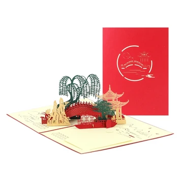 3D Jiangnan Voda Mesta Božični Kartice za Namizno Dekoracijo, rojstne dneve, Poroke R7UB