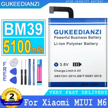 GUKEEDIANZI-Velika Moč Baterije, BM39, 5100mAh, za Xiaomi MIUI M6, Mi 6, Mi6