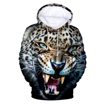 Leopard 3D tiskanih hoodie Modni Moški Ženske ulica športna majica Živali Harajuku