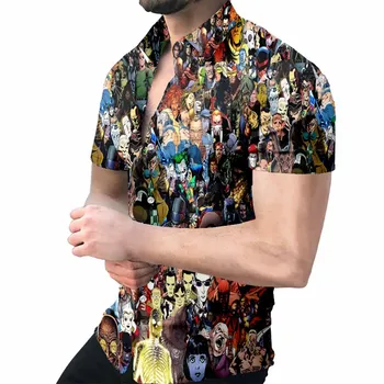 2023 Poletje Nova moška Majica 3D Tiskanih Grozo Vzorec Hawaiian Modni Oblikovalec Moške Grozo Majice Filma Tiskanja 3XL Vrhovi