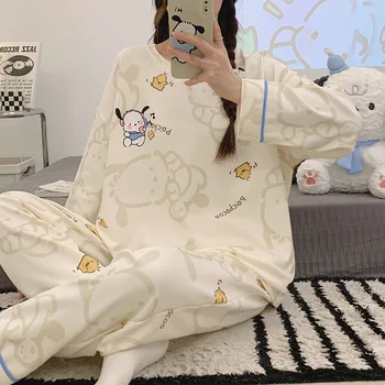 Sanrio Cinnamoroll Dekle Pižamo Pochacco Študent More Sleepwear Anime Ljubek Dolg Rokav Pomlad Jesen Žensk Loungewear