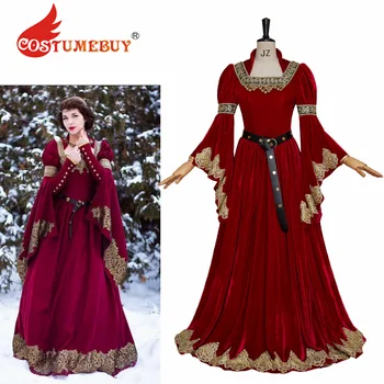 Tudor Renaissance Faire Rdeče Obleke Obleko Pravljice Poročno Obleko Fantasy Elven Obleko Srednjeveški Tudor Obdobju Kopalke Po Meri