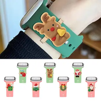 Silikonski Trak Okrasni Prstan Za Apple Watch Band Božič Čare Pametno Gledati Božično Dekoracijo za iWatch
