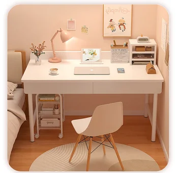 Dnevno, spalnica belo mizo, študent nočno omarico, delovno mizo, pravokotne minimalističen računalniški mizi