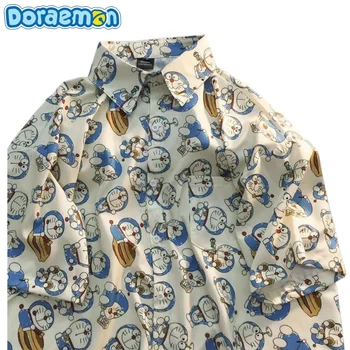 Novo Doraemon natisnjena kratka sleeved majica ženske retro Hong Kong svoboden slog priložnostne vse-tekmo poletne pol-sleeved nišo majica