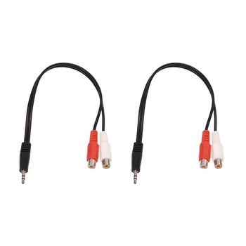 2Pcs 3,5 Mm Stereo Adapter za Slušalke Jack Na 2 RCA Jack Adapter Avdio Kabel 3,5 Mm Moški 2X RCA Ženski