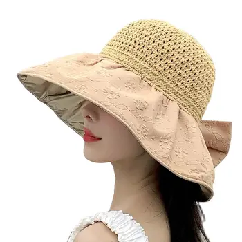 Ženske Votel iz dihanje vizir klobuki na Prostem zložljive bowknot sonce klobuki Gospe priložnostne plaži skp za jahanje in potovanja