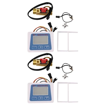 2X Digitalni Lcd Zaslon Pretok Vode Tipalo Meter merilnik pretoka Rotameter Temperatura, Čas Snemanja Z G1/2 Senzor Pretoka
