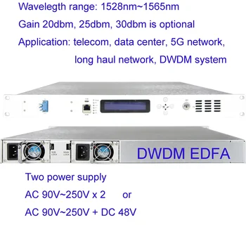 30dBm Izhod DWDM EDFA Booster Ojačevalnik, standard 1U Erbium-dopirane vlaken ojačevalnik za DWDM optičnega prenosnega sistema