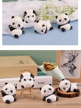 Srčkan Nacionalni slog Panda majhnimi okraski nišo pisarne površino plošče zdravilo malo lutka dekorativni smolo punco darila