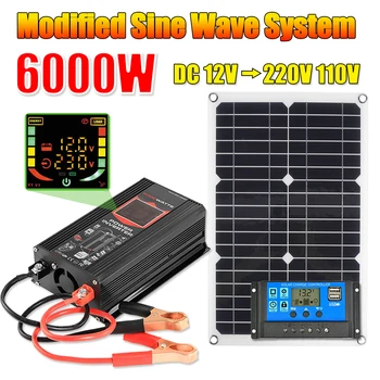 6000W Spremenjen Sine Wave Inverter Sončne Energije Sistema 18W solarnimi z 30A Regulator Polnilnik Naprave za Dom v Sili