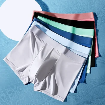 Srednji pas ledu svileno spodnje perilo za moške graphene mednožje boxer kratke hlače za poletje dihanje in udobno štiri kotu moške hlače