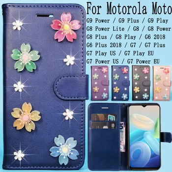 Sunjolly Mobilni Telefon Primerih, Prevleke za Motorola Moto G8 G9 G6 G7 Power Plus Igrajo Lite 2018 Primeru Zajema coque Flip Denarnice