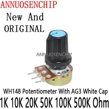 5 Sklopov 15 MM 3 Pin Linearno Zmanjšuje Rotacijski Upor Potenciometer za Arduino z AG3 White Cap WH148 1K 10K 20K 50K 100K 500 K Ohm