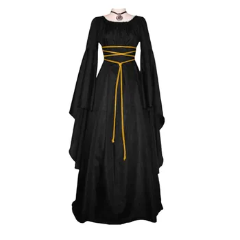Srednjeveška Gotska Temno Retro Slogu Cosplay Dolgo sleeved Elegantno Obleko Stranke Halloween Renesanse-Kraljica Kostumi za Ženske