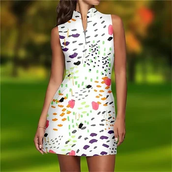 Ženske Poletne Teniški Obleko za Golf Obleko Dihanje Quick Dry Vlago Wicking Obleko brez Rokavov Teniški Obleko Zadrgo