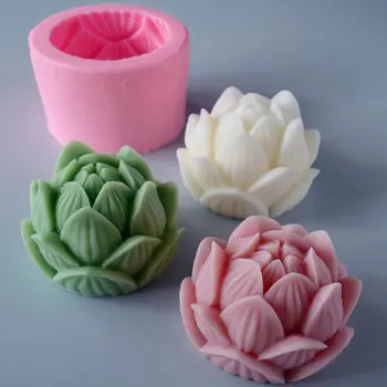 Aromaterapija Sveča Silikonsko Plesni 3D Lotus Flower Obliko Milo Silikonski Kalup DIY